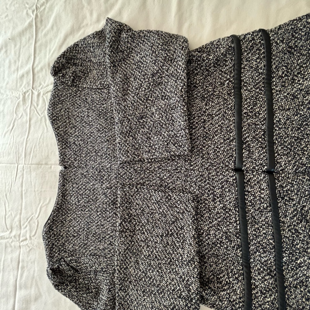 3/4 sleeve dress with faux leather trim